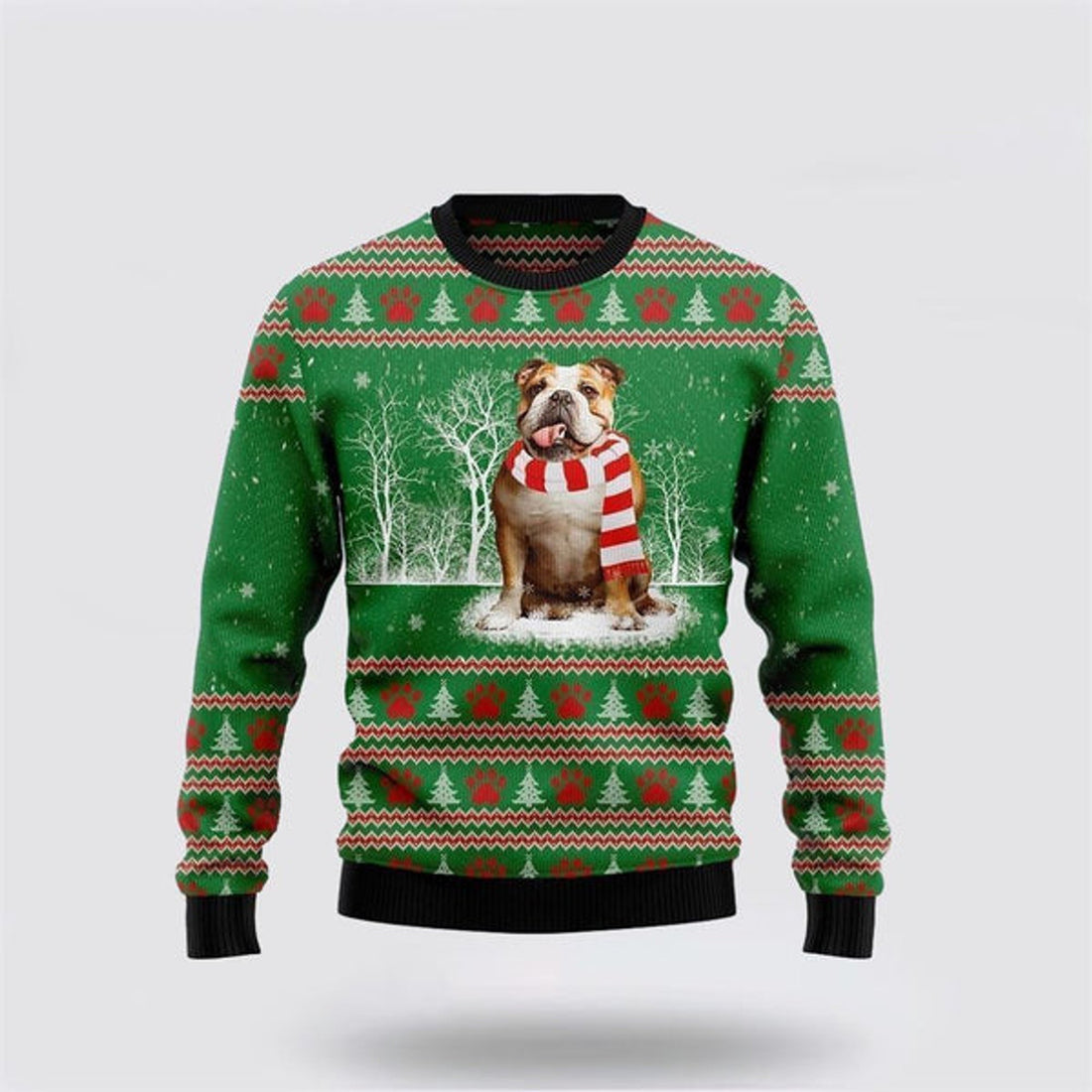 FUNSTUFFPRINT Bulldog True Friend Ugly Christmas Sweater For Men And Women, Gift For Christmas, Best Winter Christmas Outfit Outfit Ugly  Sweater
