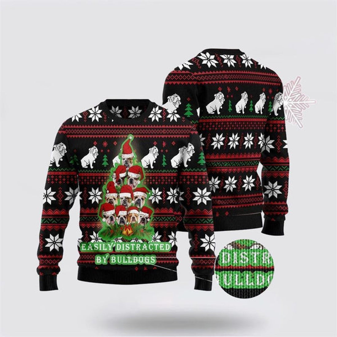 FUNSTUFFPRINT Bulldogs Tree 3D Ugly Christmas Sweater For Men And Women, Gift For Christmas, Best Winter Christmas Outfit Ugly  Sweater