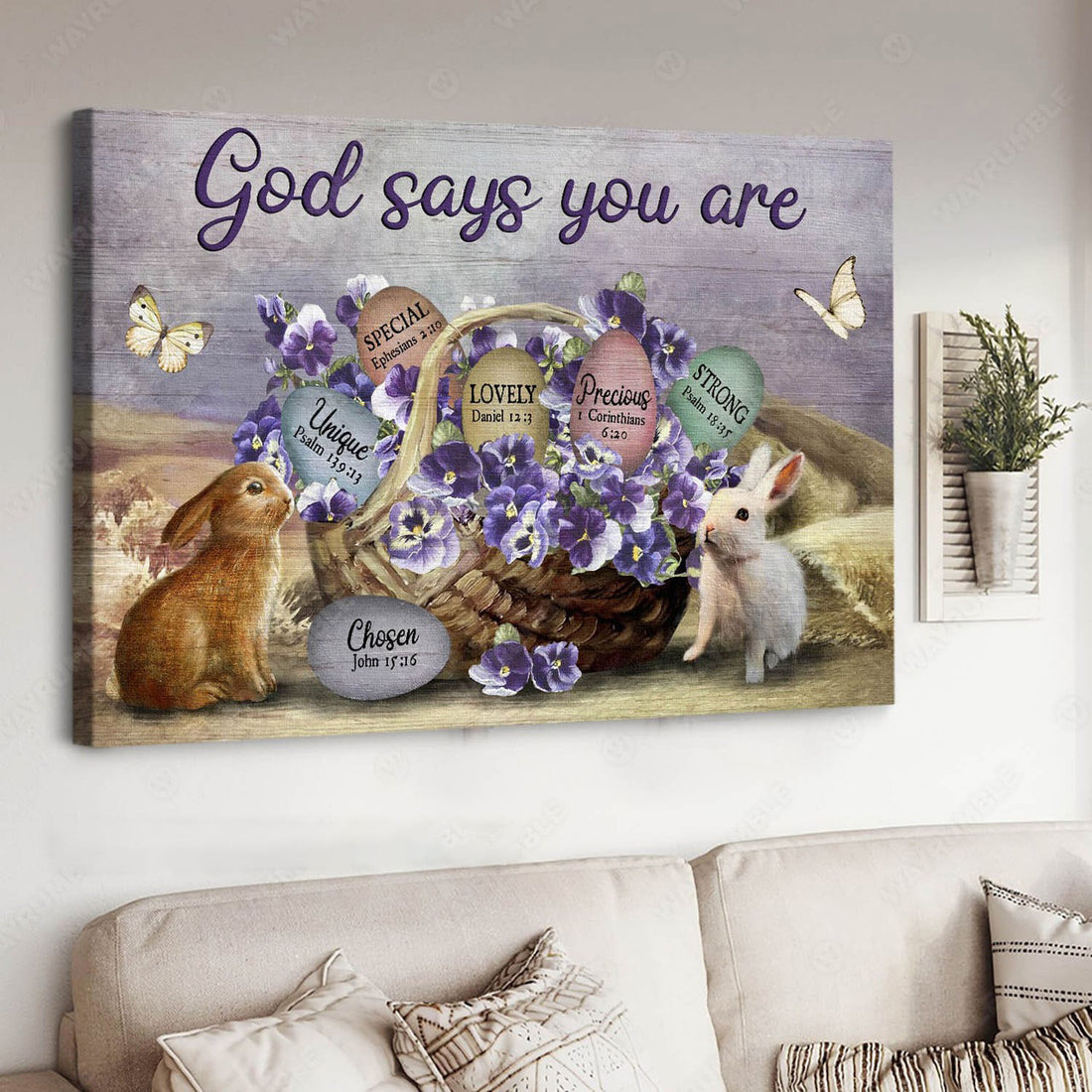 Bunny Lover, God Says You Are Special Lovely Precious Strong, Poster Decor Poster and Canvas