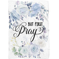 FUNSTUFFPRINT But First Pray Fleece Blanket - Christian Blanket - Bible Verse Blanket