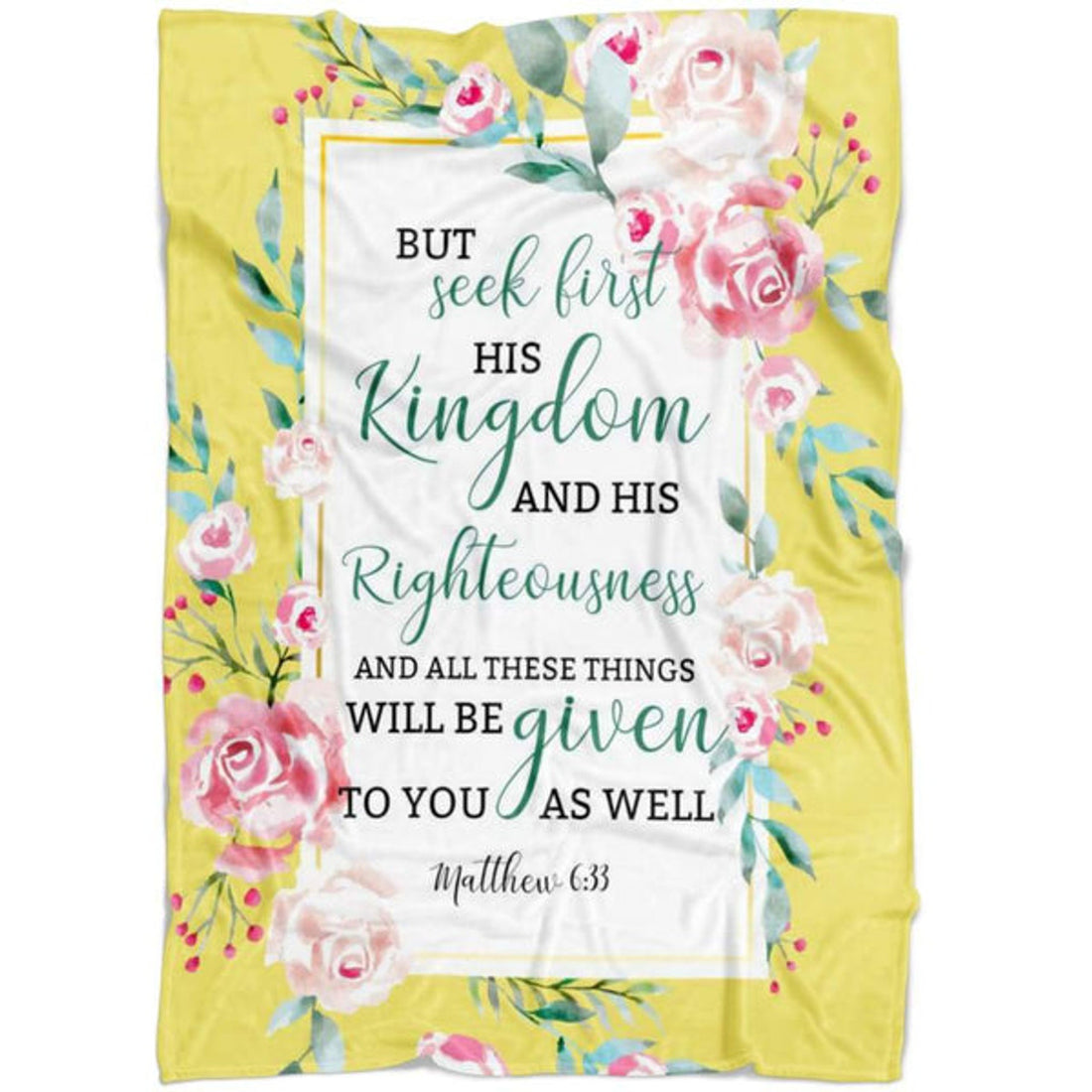 FUNSTUFFPRINT But Seek First His Kingdom Matthew 633 Fleece Blanket - Christian Blanket - Bible Verse Blanket