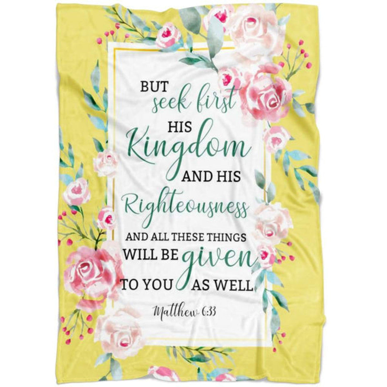 FUNSTUFFPRINT But Seek First His Kingdom Matthew 633 Fleece Blanket - Christian Blanket - Bible Verse Blanket
