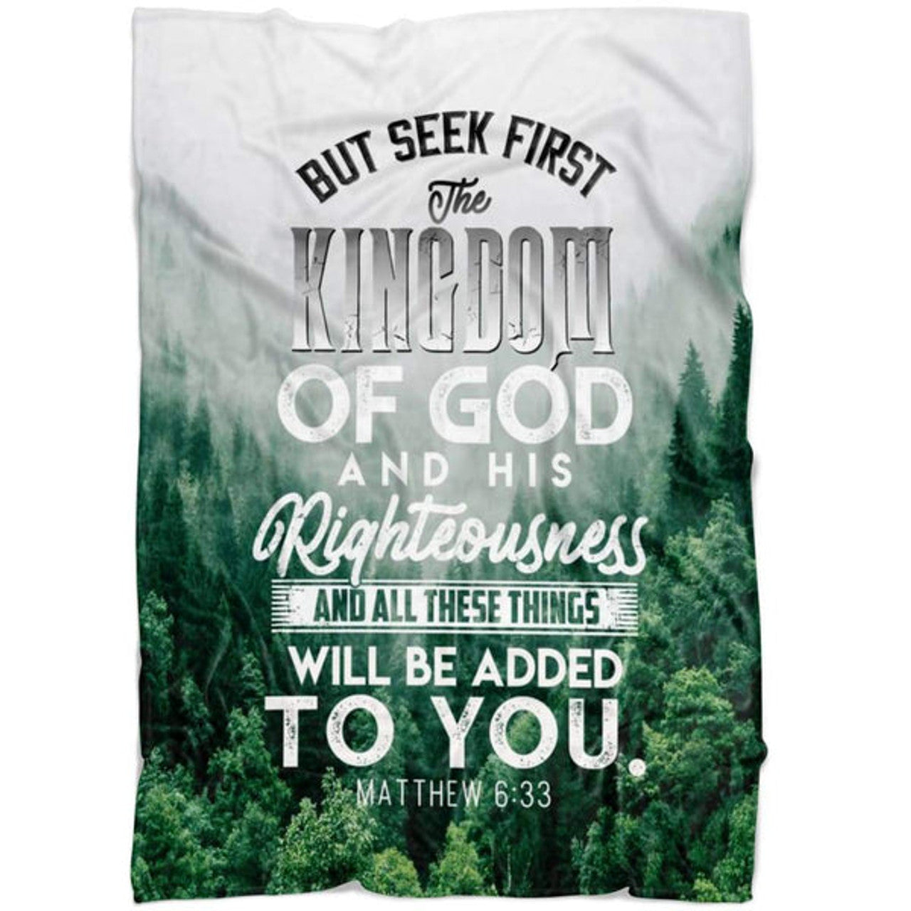 FUNSTUFFPRINT But Seek First The Kingdom Of God Matthew 633 Fleece Blanket - Christian Blanket - Bible Verse Blanket