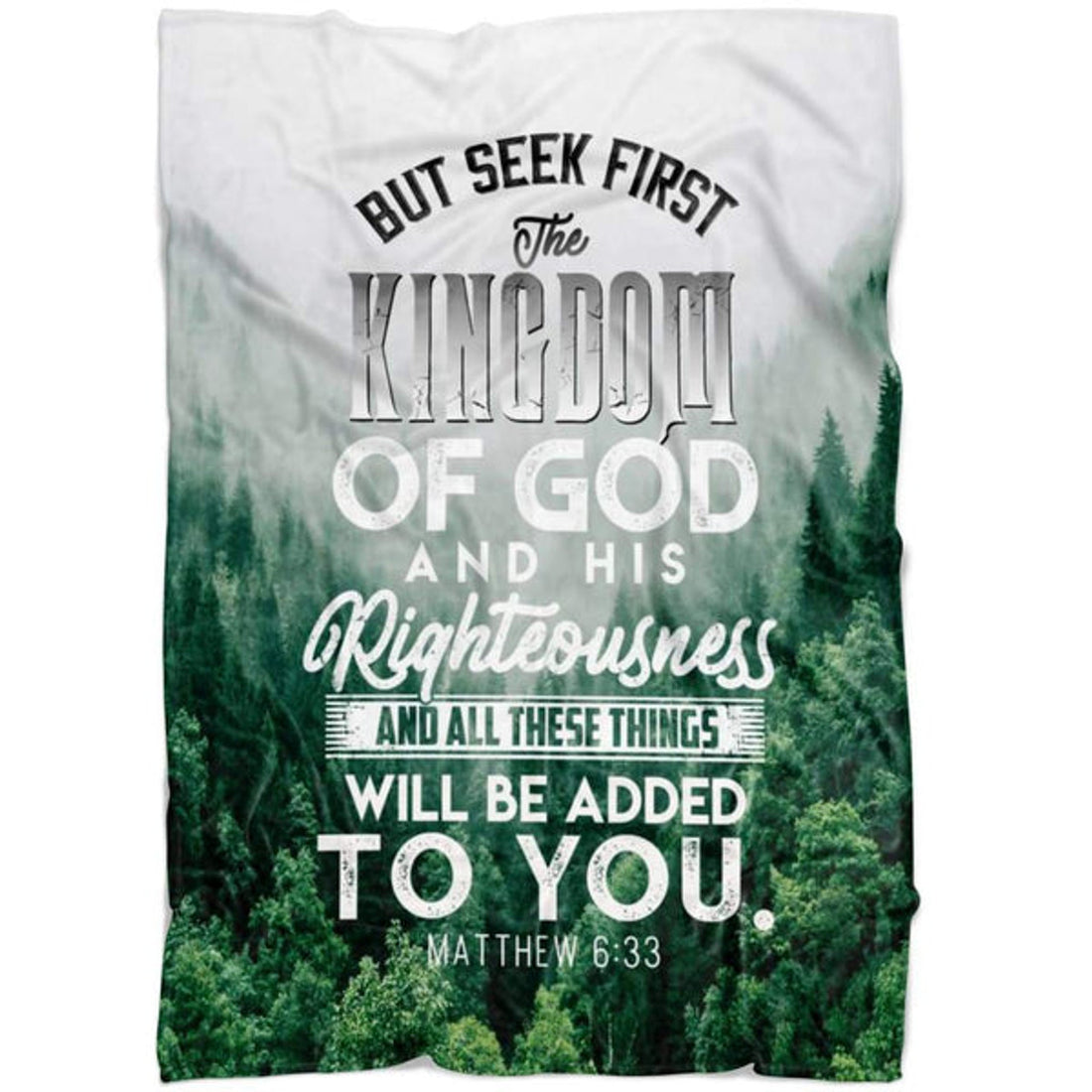FUNSTUFFPRINT But Seek First The Kingdom Of God Matthew 633 Fleece Blanket - Christian Blanket - Bible Verse Blanket