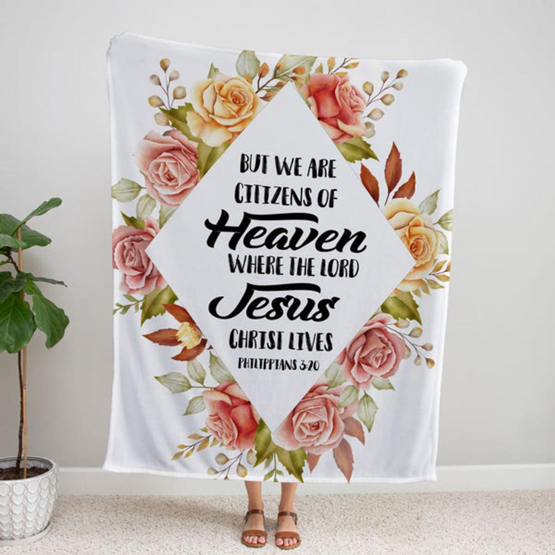 FUNSTUFFPRINT But We Are Citizens Of Heaven Philippians 320 Fleece Blanket - Christian Blanket - Bible Verse Blanket