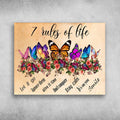 Butterfly Flower, 7 Rules Of Life, Let It Go, Ignore Them, Give It Time, Don’t Compare, Stay Calm, It’s On You, Smile Poster and Canvas