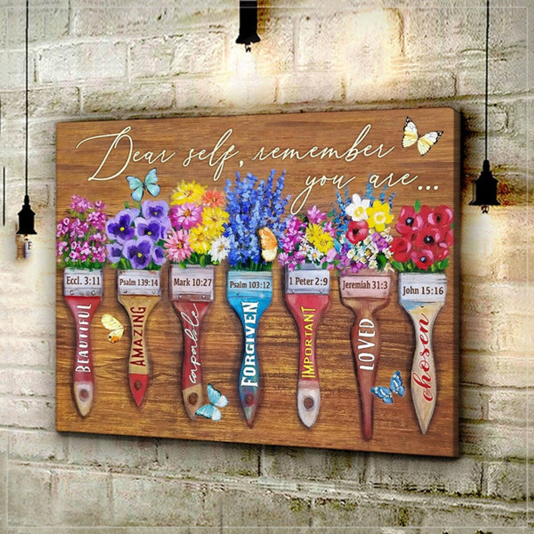 Butterfly Dear Self Remember You Are Canvas Wall Art - Christian Poster - Religious Wall Decor