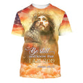 FUNSTUFFPRINT Butterfly Jesus Be Still And Know That I Am God Christian 3D T-shirt