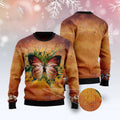 FUNSTUFFPRINT Butterfly Vintage Ugly Christmas Sweater, Christmas Sweater, Ugly Sweater, Funny Xmas Sweaters Ugly Sweater