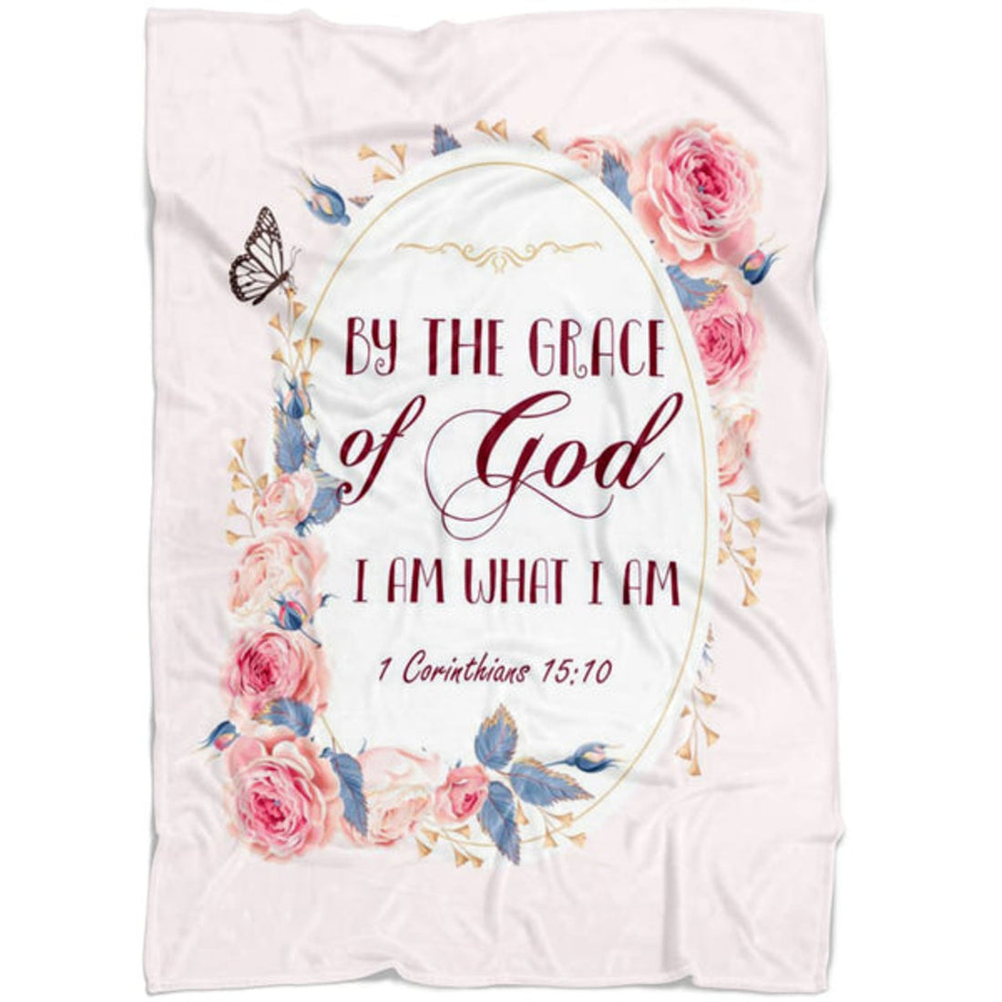 FUNSTUFFPRINT By The Grace Of God I Am What I Am 1 Corinthians 1510 Fleece Blanket - Christian Blanket - Bible Verse Blanket