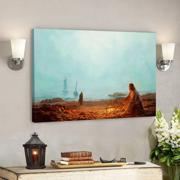 By The Shore Canvas - Jesus Canvas Painting - Christian Wall Art - Religious Canvas Painting - Christian Canvas Wall Art - Christian Gift 