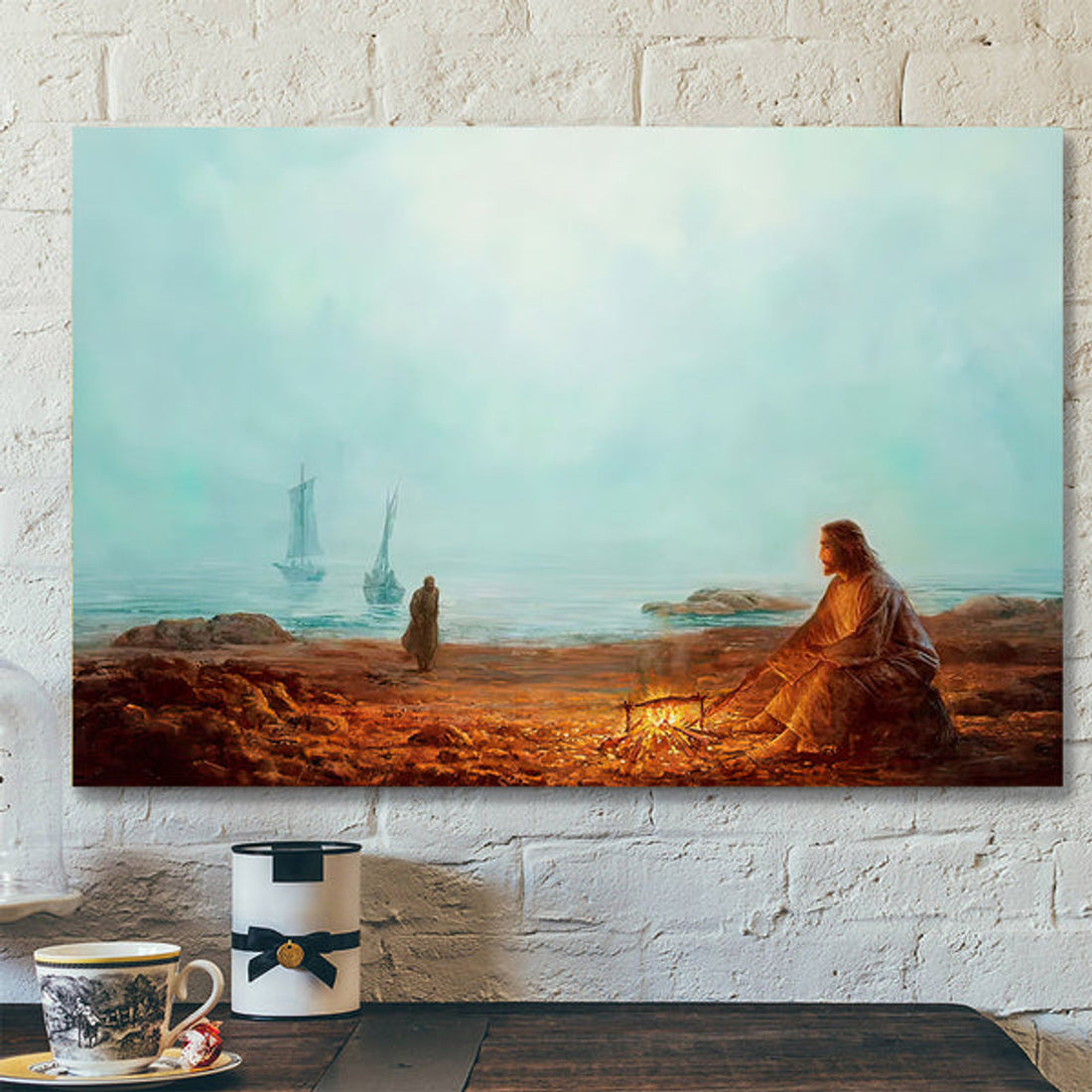By The Shore Canvas - Jesus Canvas Painting - Christian Wall Art - Religious Canvas Painting - Christian Canvas Wall Art - Christian Gift 