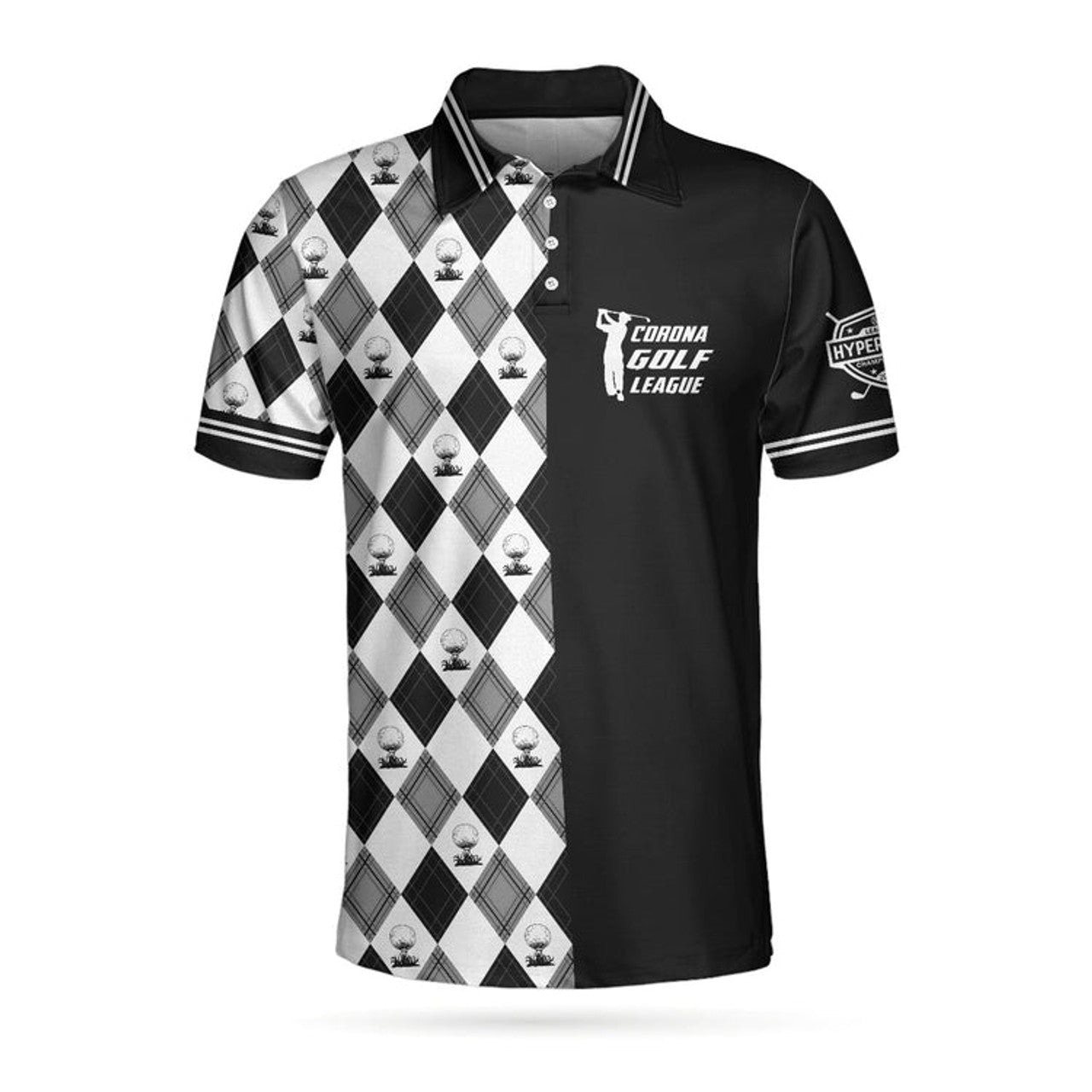 C-Golf League Customer Custom Polo Shirt, Argyle Pattern Polo Shirt, Best Golf Shirt For Men