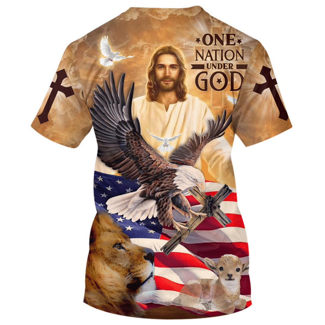 FUNSTUFFPRINT On Nation Under God American Christian 3D T-shirt