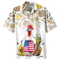 Chicken Beer Hawaiian Shirt, Summer Men Hawaiian Shirts - Casual Button Down Short Sleeve Shirt