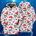 FUNSTUFFPRINT 3D Christmas Skull Candy Cane All Over 3D Hoodie and Zip Hoodie
