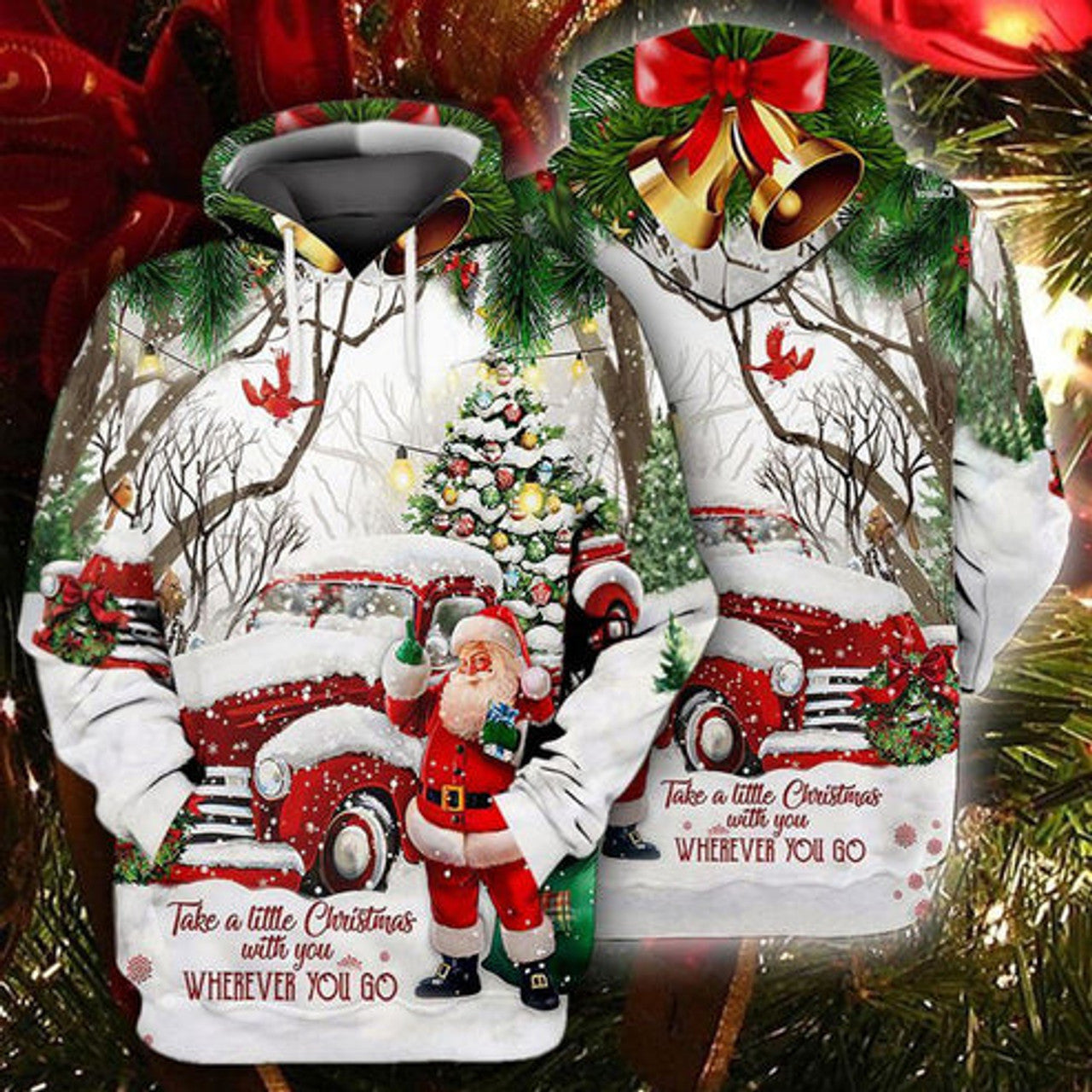 FUNSTUFFPRINT 3D Christmas Santa 1 All Over 3D Hoodie and Zip Hoodie
