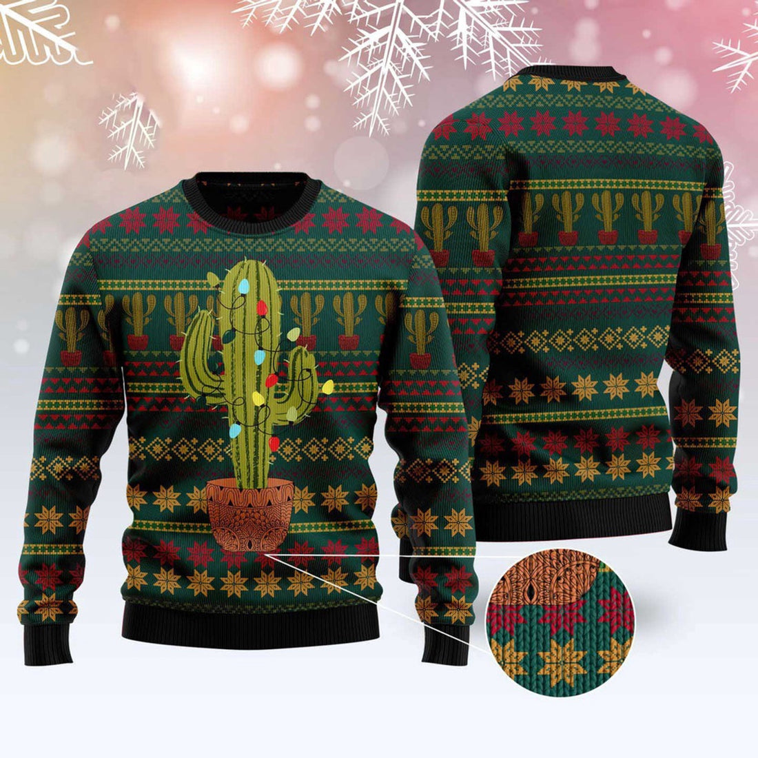 FUNSTUFFPRINT Cactus Christmas Ugly Christmas Sweater, Christmas Sweater, Ugly Sweater, Funny Xmas Sweaters Ugly Sweater