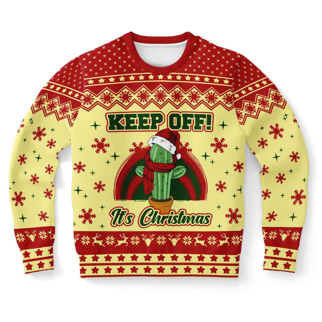 FUNSTUFFPRINT Cactus Keep Off It's Christmas Ugly Christmas Sweater, Christmas Sweater, Ugly Sweater, Funny Xmas Sweaters Ugly Sweater
