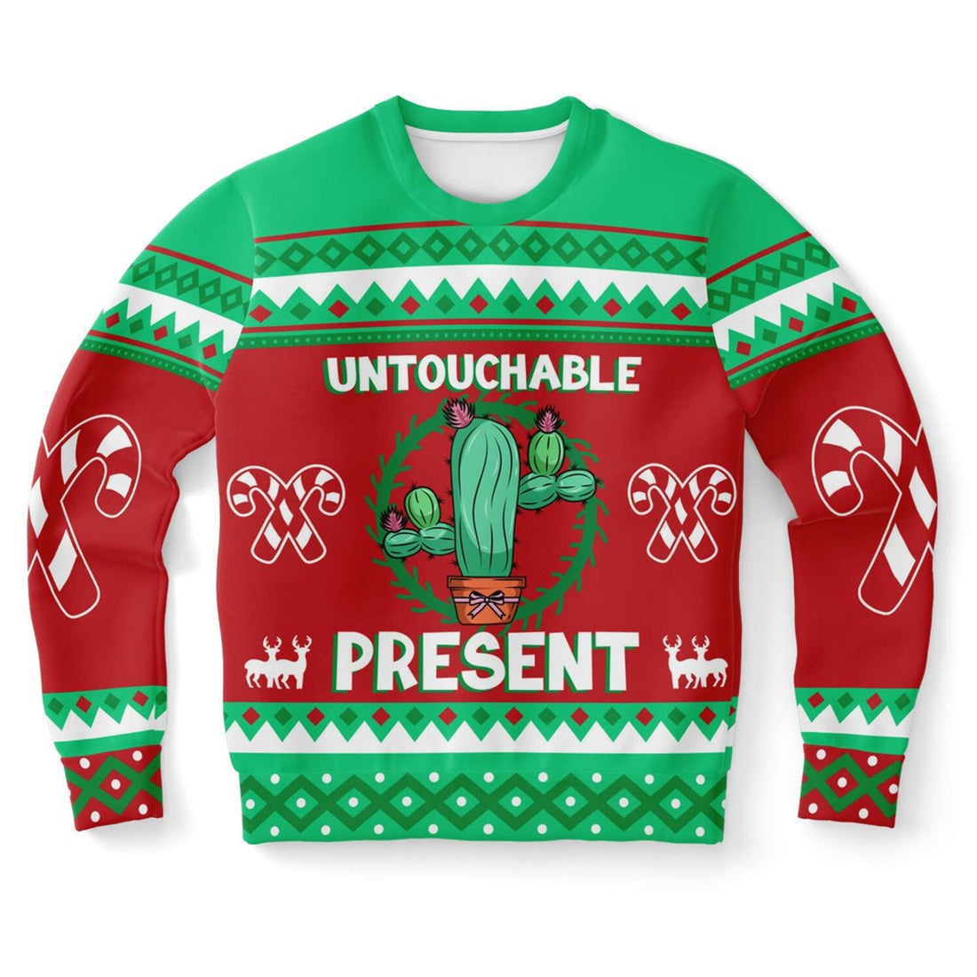FUNSTUFFPRINT Cactus Untouchable Ugly Christmas Sweater, Christmas Sweater, Ugly Sweater, Funny Xmas Sweaters Ugly Sweater