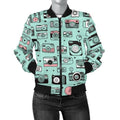 FUNSTUFFPRINT Camera Pastel Pattern Print Women Casual 3D Bomber Jacket