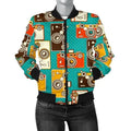 FUNSTUFFPRINT Camera Print Pattern Women Casual 3D Bomber Jacket