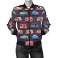 FUNSTUFFPRINT Camper Van Pattern Print Women Casual 3D Bomber Jacket