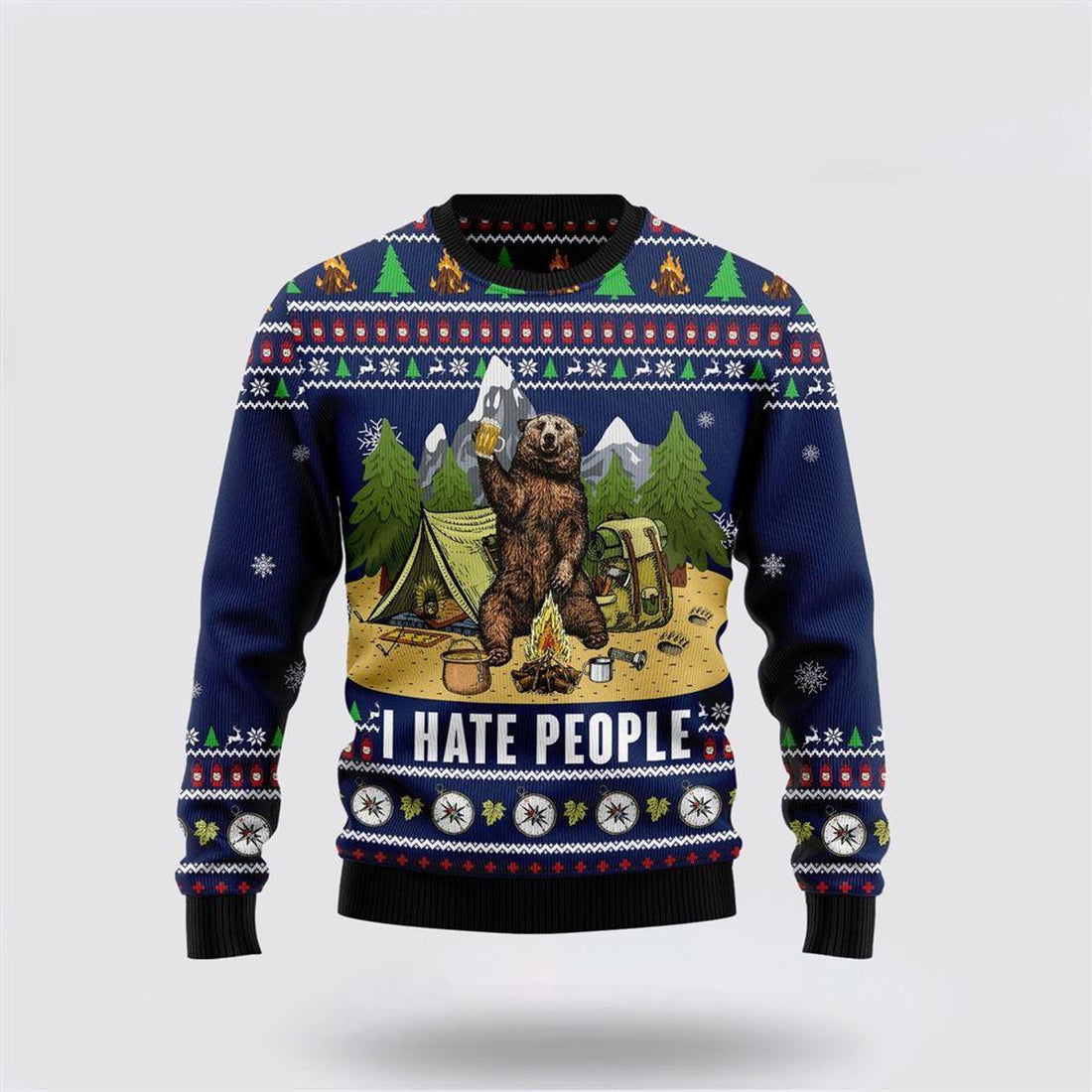 FUNSTUFFPRINT Camping I Hate People Ugly Christmas Sweater – Sweater Gifts For Pet Lover Ugly  Sweater