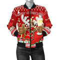 FUNSTUFFPRINT Canada Christmas Women Bomber Jacket Moose Maple Leaf Version 3D Bomber Jacket