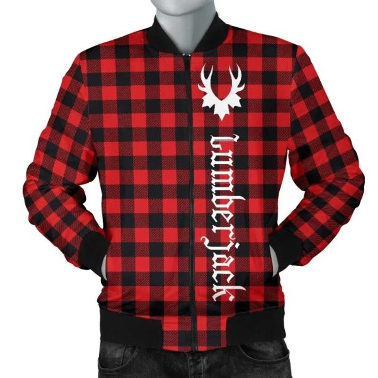 FUNSTUFFPRINT Canada Men's Bomber Jacket - Canada Day 2021 Lumberjack Buffalo Plaid 3D Bomber Jacket