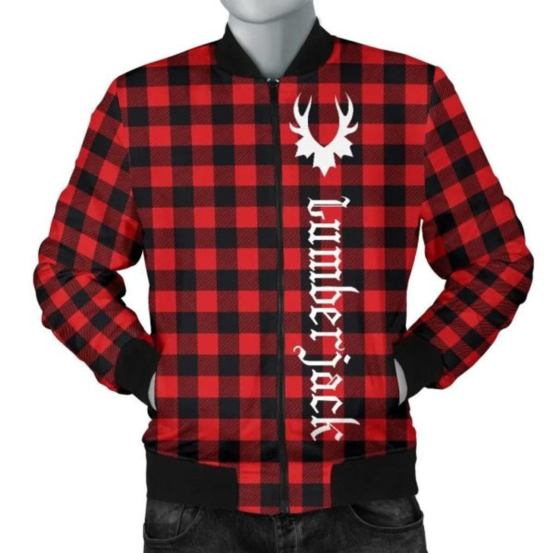 FUNSTUFFPRINT Canada Men's Bomber Jacket - Canada Day 2021 Lumberjack Buffalo Plaid 3D Bomber Jacket