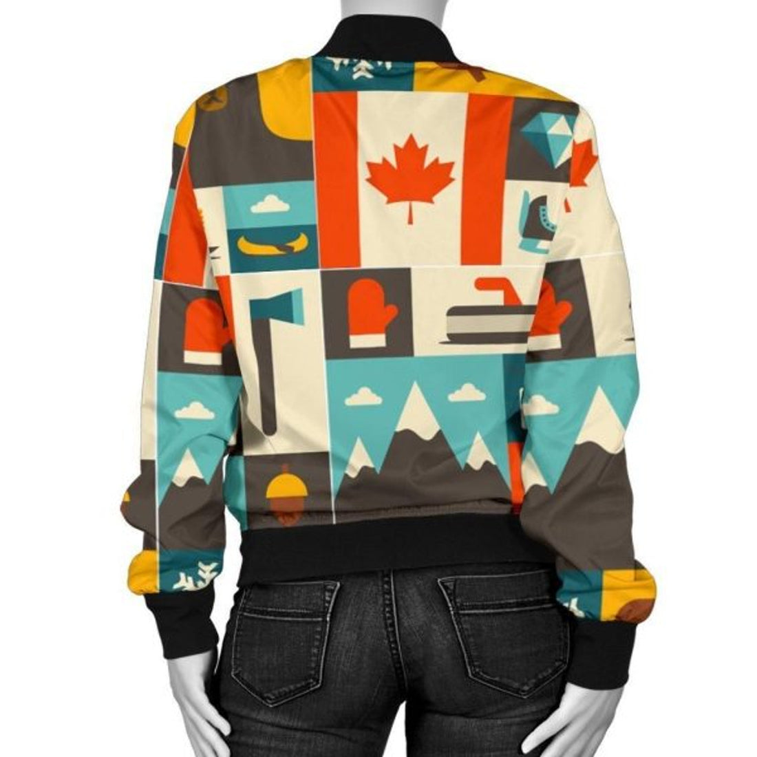 FUNSTUFFPRINT Canada Pattern Print Women Casual 3D Bomber Jacket