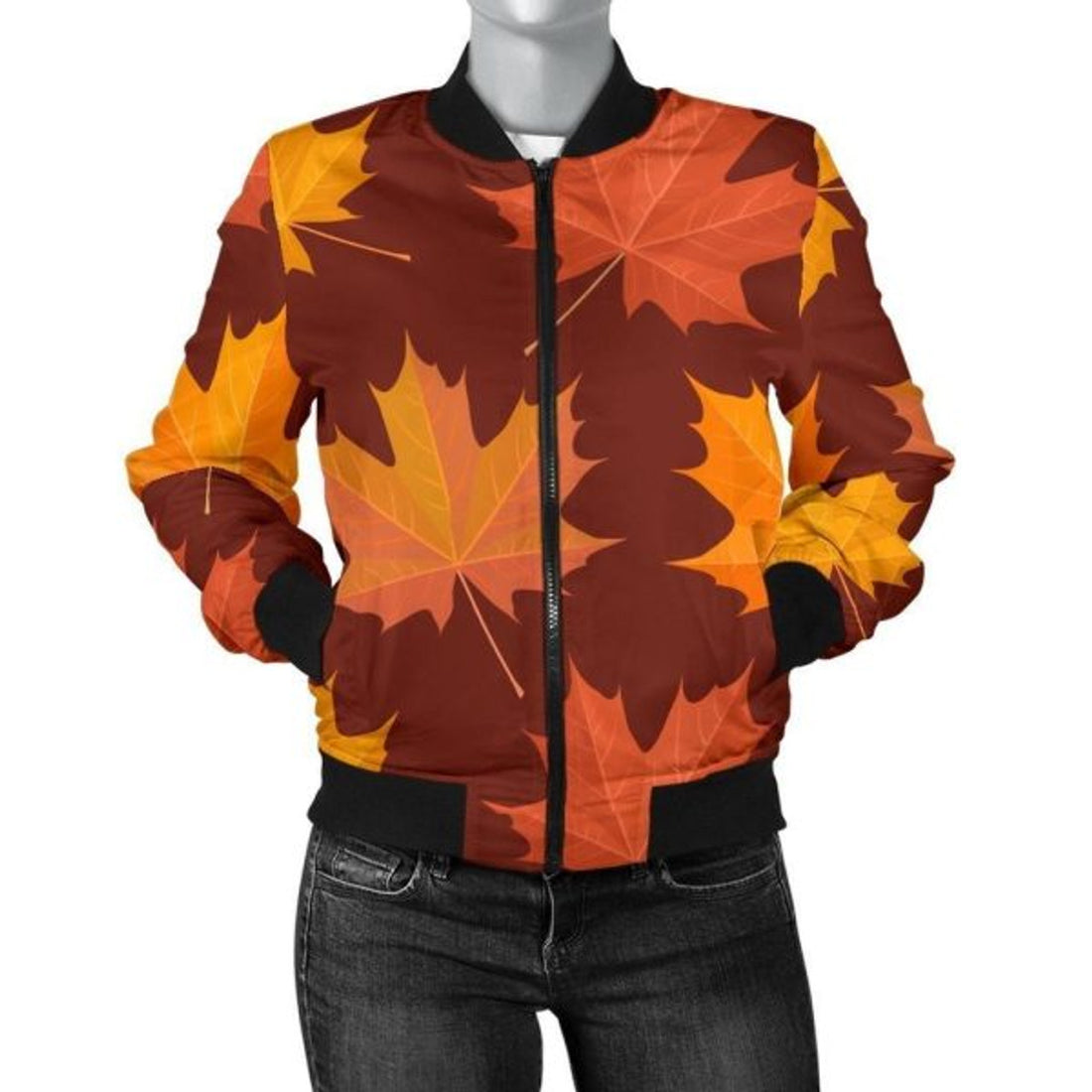FUNSTUFFPRINT Canada Print Pattern Women Casual 3D Bomber Jacket