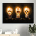 Candles Painting Lion Of Judah Jesus Painting The Three Rugged Crosses Canvas Wall Art - Christian Wall Decor