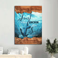 Canvas Anchor Painting Blue Ocean God Wood Artwork Jesus Is The Anchor Of My Soul Canvas Wall Art - Christian Wall Decor