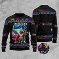 FUNSTUFFPRINT Car Hippie Peace Love Ugly Christmas Sweater, Christmas Sweater, Ugly Sweater, Funny Xmas Sweaters Ugly Sweater