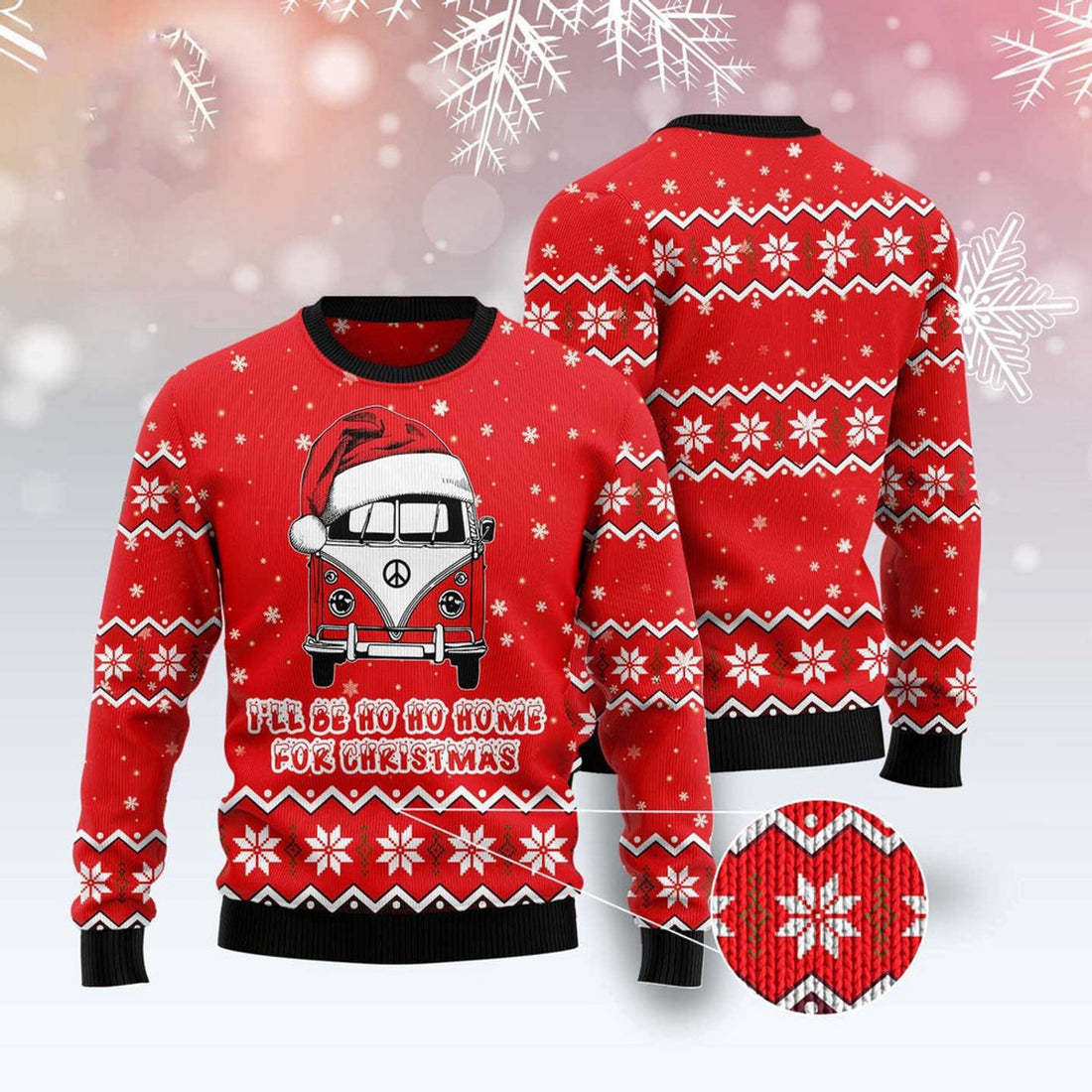 FUNSTUFFPRINT Caravan Ho Ho Home Ugly Christmas Sweater, Christmas Sweater, Ugly Sweater, Funny Xmas Sweaters Ugly Sweater
