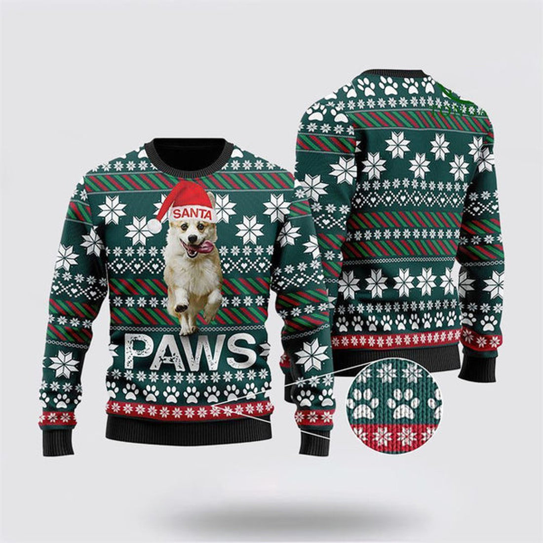FUNSTUFFPRINT Cardigan Welsh Corgi Santa Printed Ugly Christmas Sweater For Men And Women, Gift For Christmas, Best Winter Christmas Outfit Ugly  Sweater