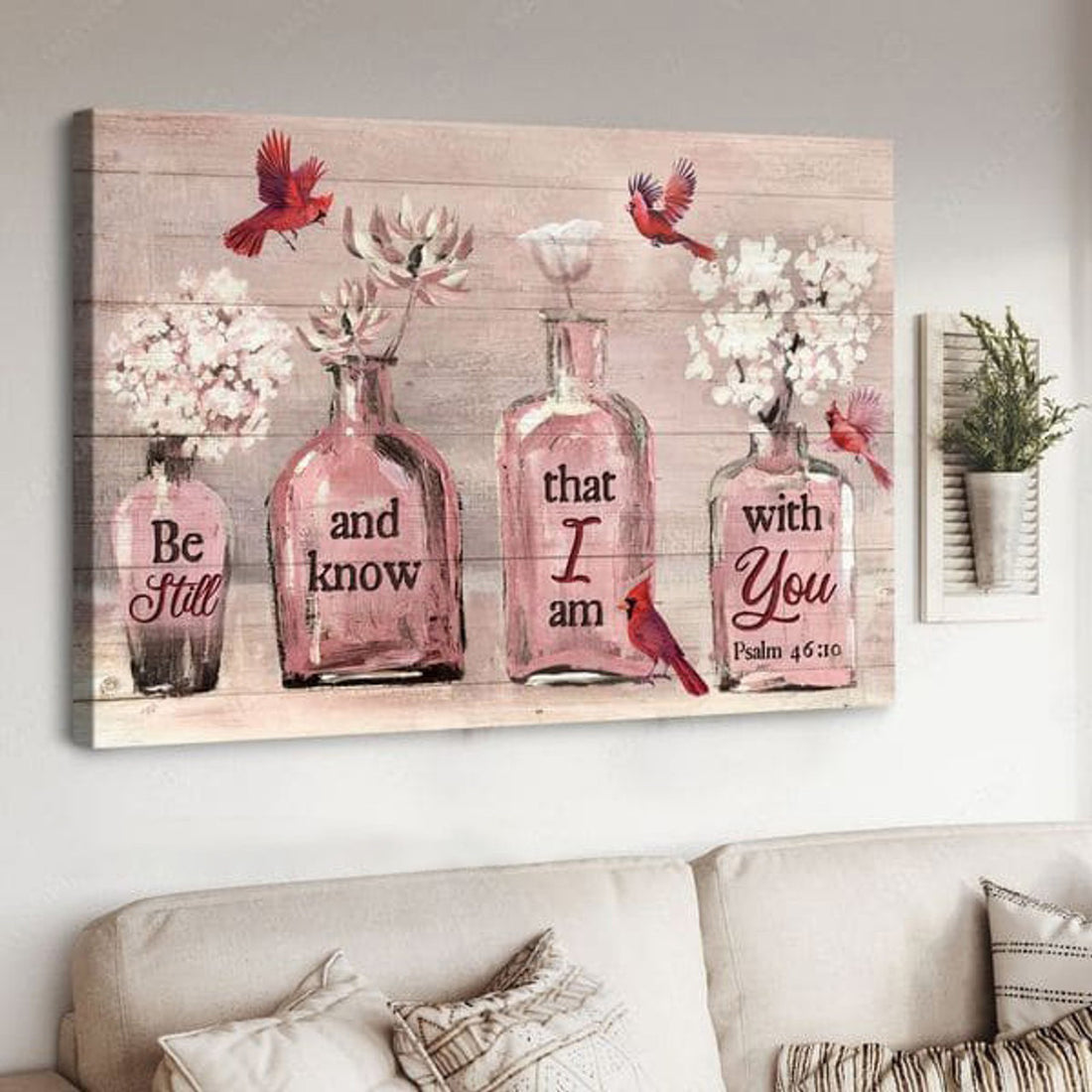 Cardinal Bird, Be Still And Know That I Am With You, Wall Décor Poster and Canvas