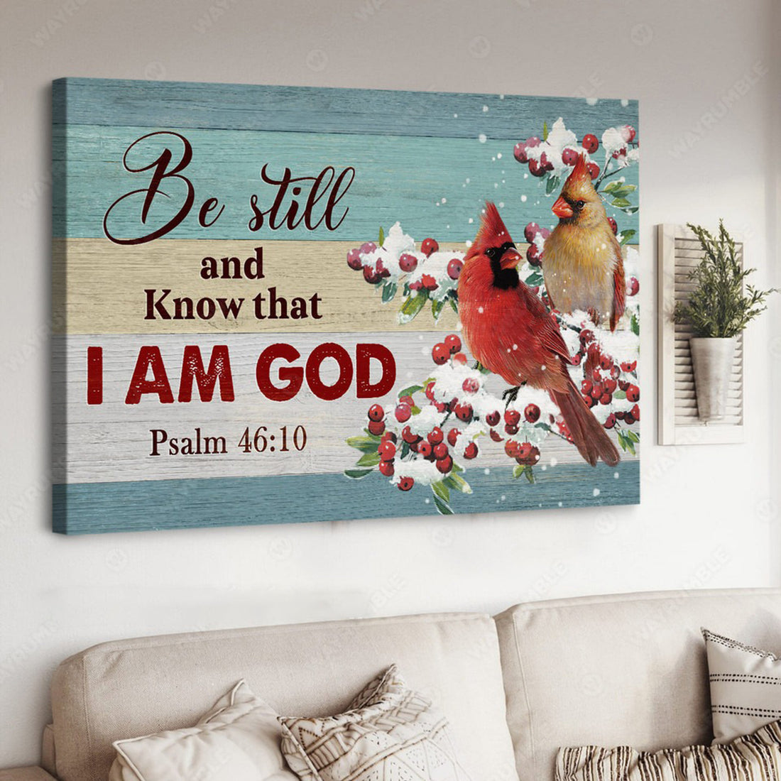 Cardinal Bird, Be Still And Know That I Am God, Poster Decor Poster and Canvas