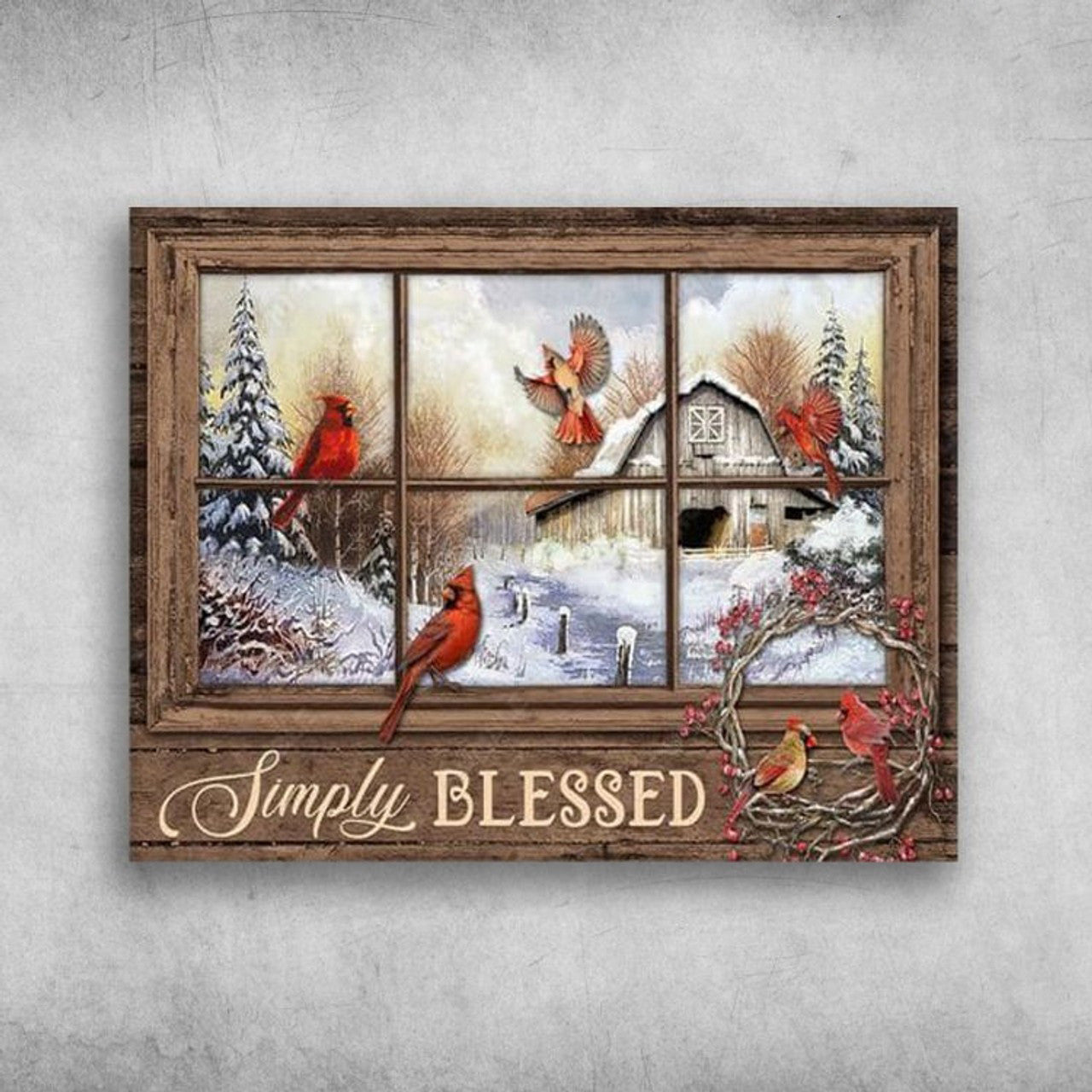 Cardinal Bird, Decor Poster, Simply Blessed Poster and Canvas