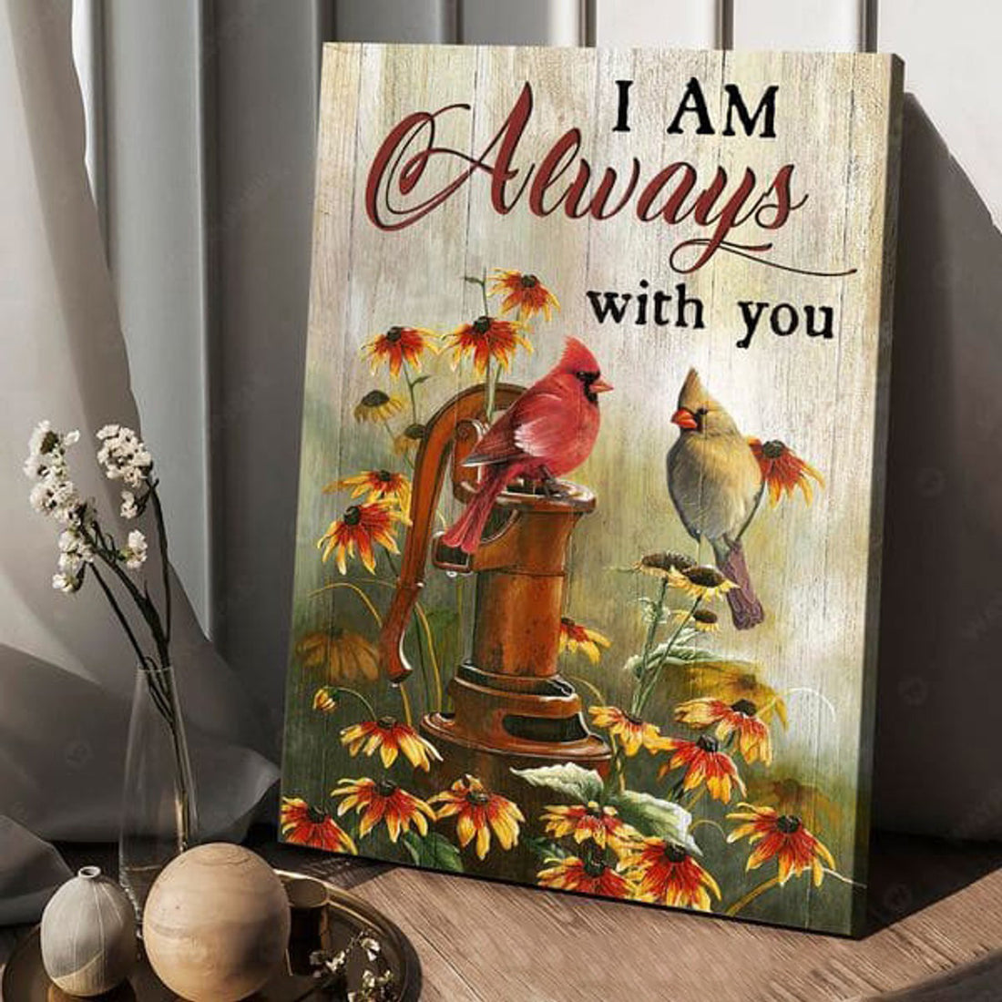 Cardinal Bird, I Am Always With You, Poster Decor, Wall Poster Poster and Canvas
