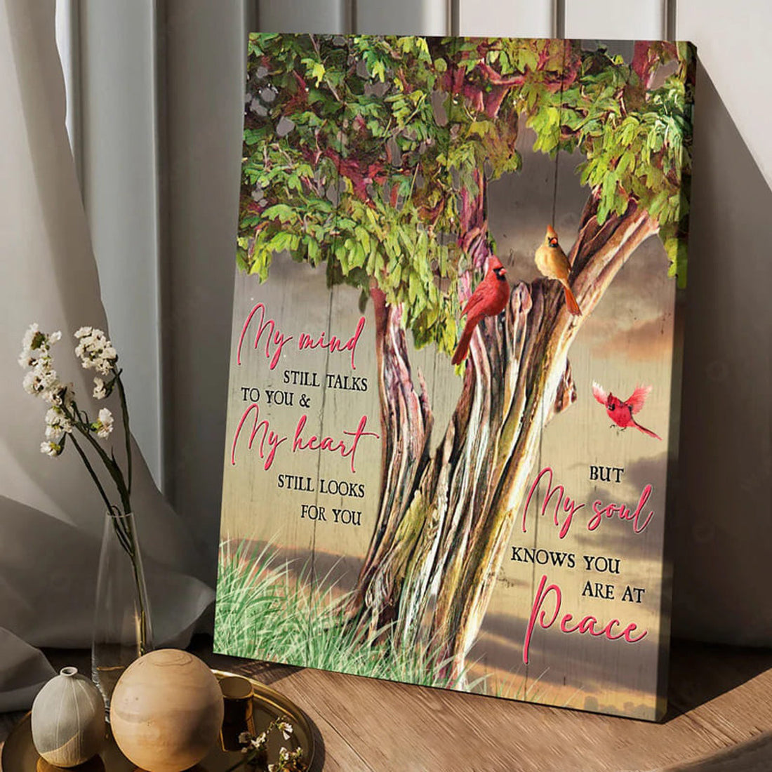 Cardinal Bird, My Mind Still Talks To You My Heart Still Looks For You, Poster Decor Poster and Canvas