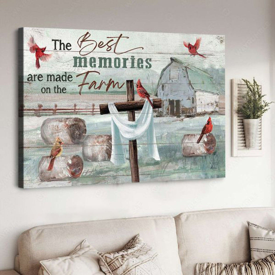 Cardinal Bird, The Best Memories Are Made On The Farm, God Cross Poster and Canvas