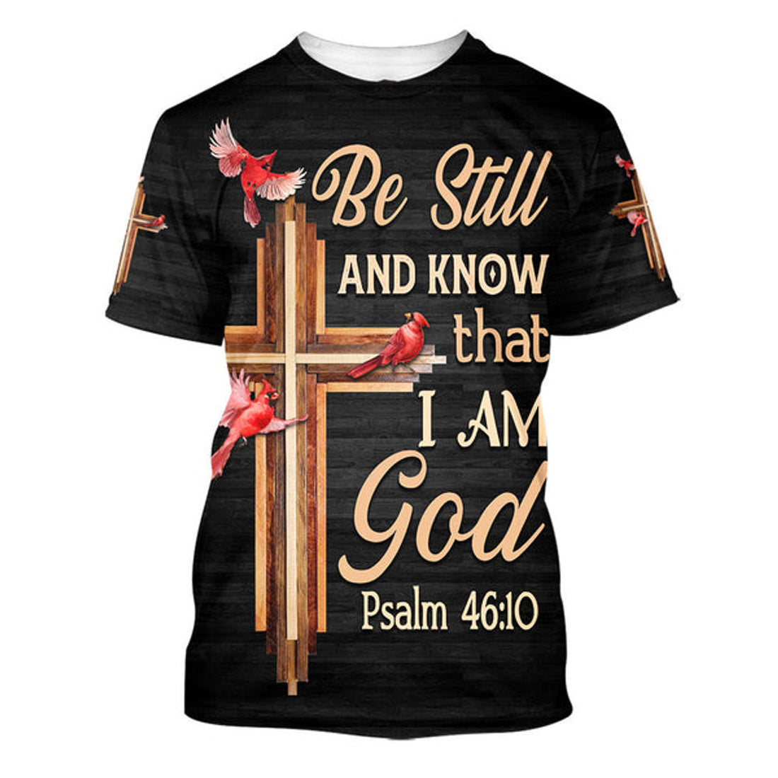 FUNSTUFFPRINT Cardinal Be Still And Know That I Am God Christian 3D T-shirt