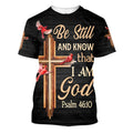 FUNSTUFFPRINT Cardinal Be Still And Know That I Am God Christian 3D T-shirt