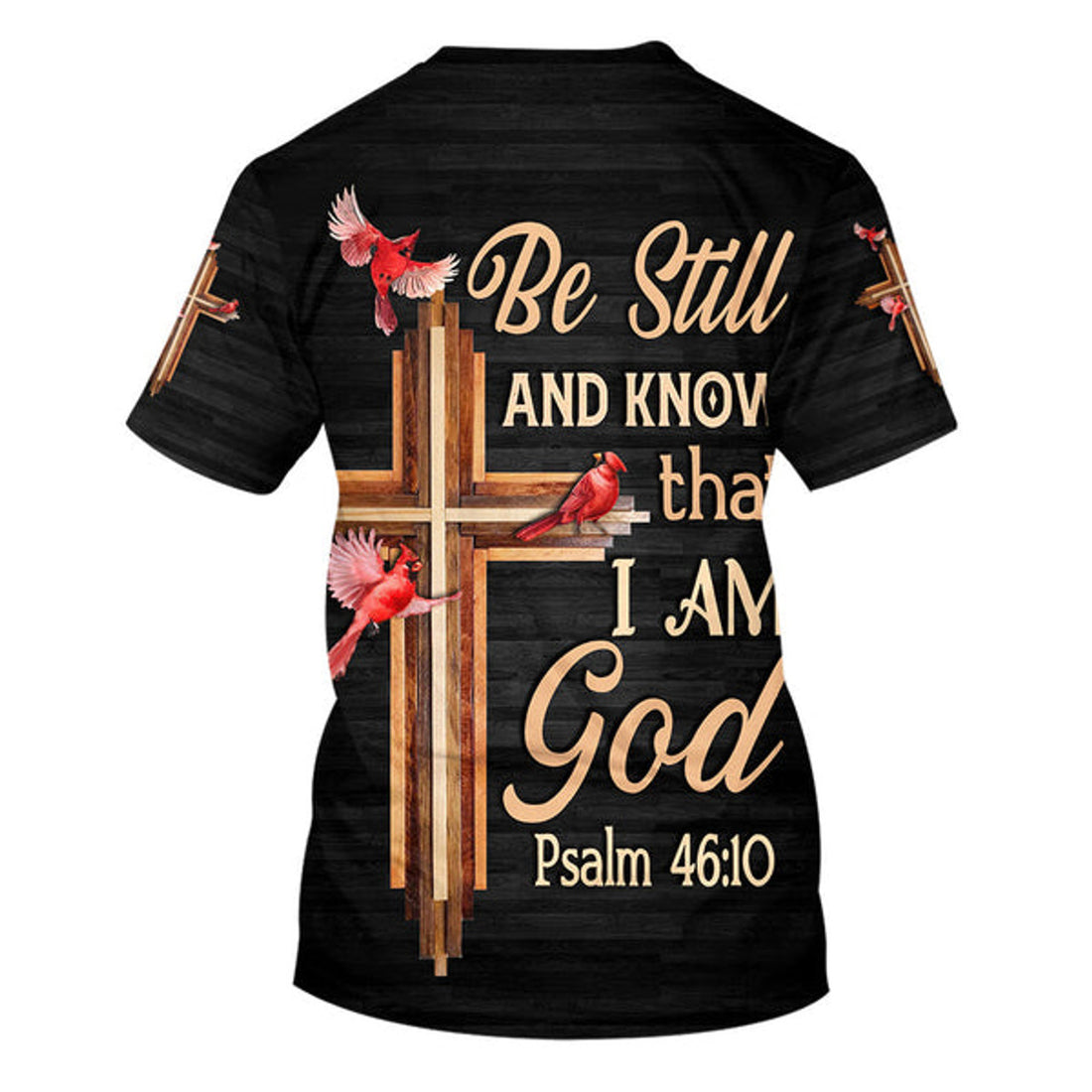 FUNSTUFFPRINT Cardinal Be Still And Know That I Am God Christian 3D T-shirt
