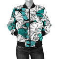 FUNSTUFFPRINT Cartoon Chameleon Pattern Print Women Casual 3D Bomber Jacket