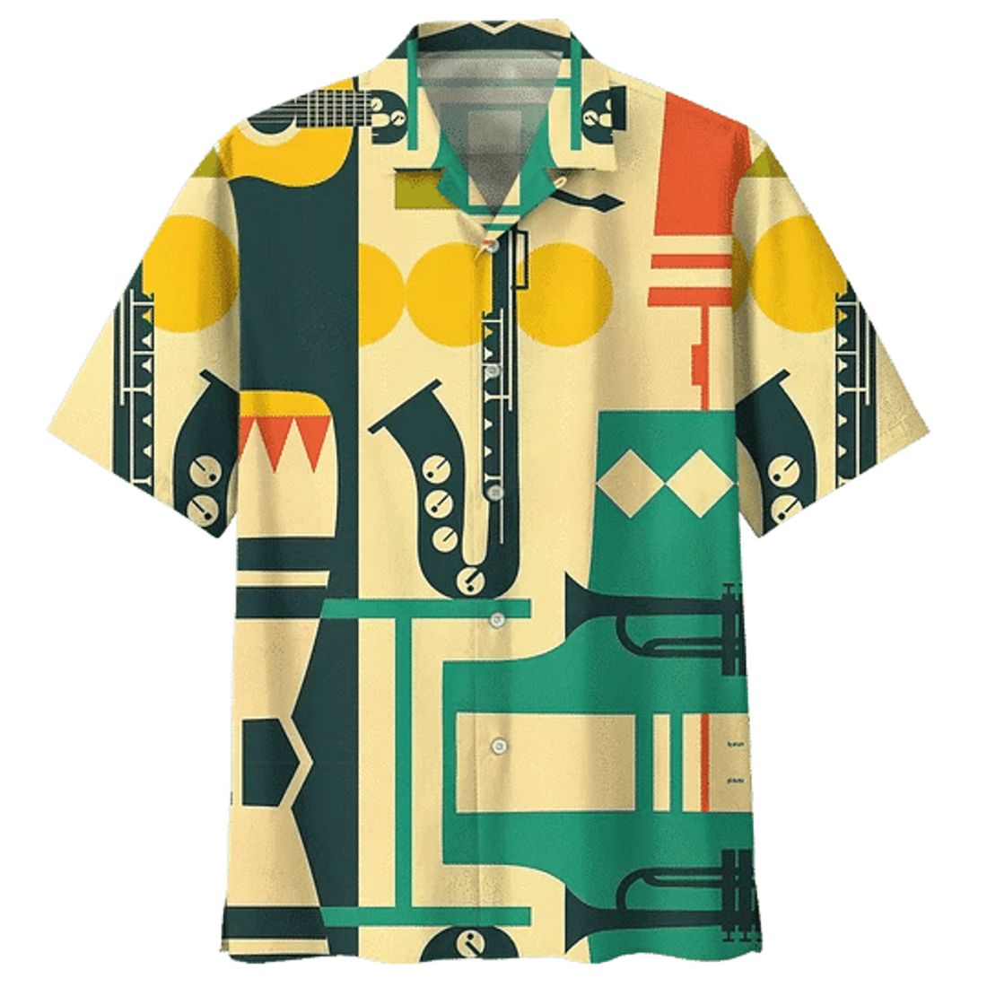 Cartoon Saxophone Background Design Hawaiian Shirt