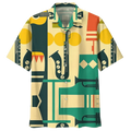 Cartoon Saxophone Background Design Hawaiian Shirt